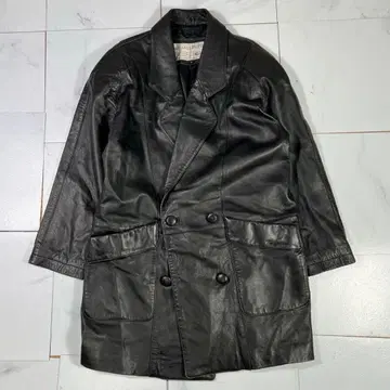 80s 하라주쿠 MOTHER 램 가죽 코트 더블 브레스트