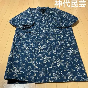 미사용 새상품 칸다이 민게이 블루 패턴 롱 짱짱코 얇은 소재 룸웨어 반텐