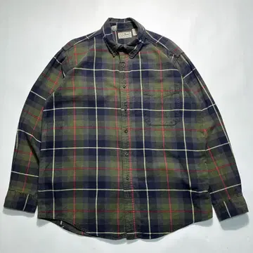 80s 엘엘빈 USA제 헤비 플란넬 셔츠 L 올리브 7495