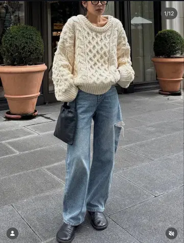 용글 Eongul 핸드 케이블 루즈 니트