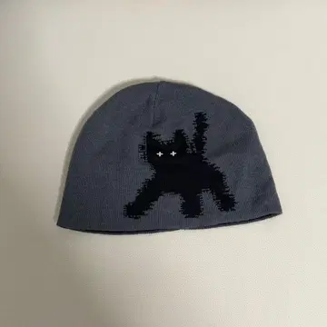 aeae 고양이 실루엣 그레이 비니