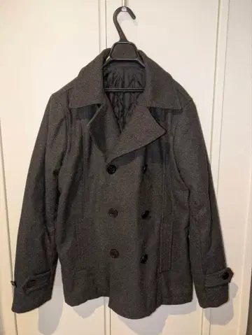그레이 울 피 코트 더블 브레스트 L 사이즈 정도