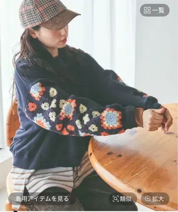 시착만 한 니코앤드 크로셰 콤비 풀오버 네이비