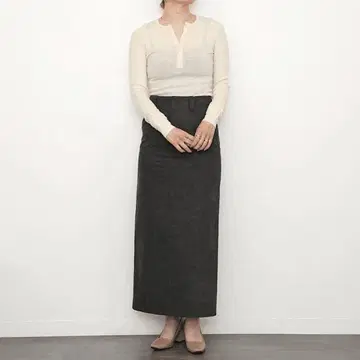 AURALEE ORGANIC SOFT RIB HENLEY NECK L/S