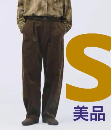 UNIQLO U 코듀로이 턱 와이드 팬츠 브라운 S 사이즈