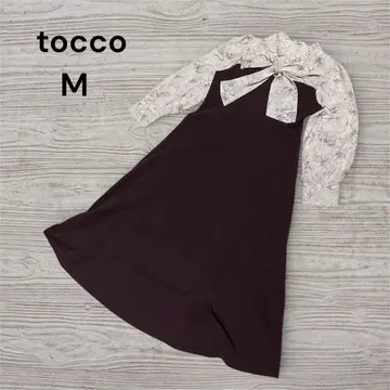 tocco 원피스 M 꽃무늬 보타이 리본 긴팔 플레어 고급 페미닌