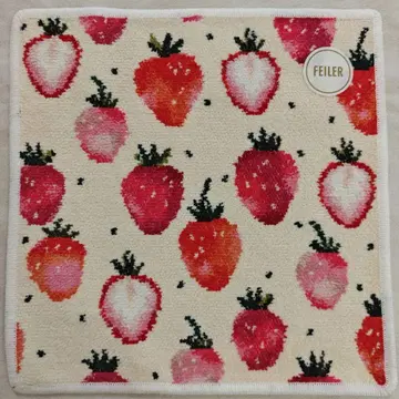 페이러 손수건 미사용 새상품 스트로베리 도트 아이보리