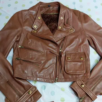 Language 브라운 양가죽 싱글 라이더 36