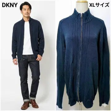 DKNY 다나카란 드라이버즈 니트 풀 집업 코튼 더블 지퍼