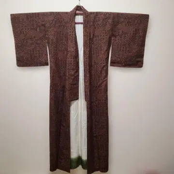 새상품 기모노 이중 기모노 코몬 오샤레기 순수 실크