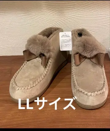 미사용 새상품 베이지 어그 부츠 퍼 포함 리본 LL 사이즈