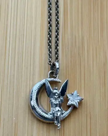 디즈니 실버 목걸이 [팅커벨 달] 펜던트 액세서리