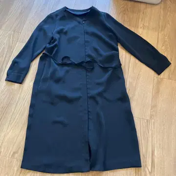 내추럴 뷰티 베이직 긴팔 롱 원피스 허리 리본 포함 새상품급