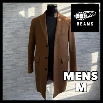 BEAMS 남성용 체스터 코트 M 브라운