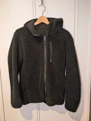 후드 부착 다크 그레이 플리스 자켓 M