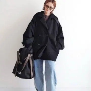 notch. 헤링본 P코트 블랙 M