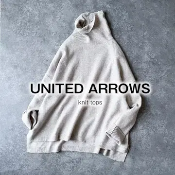 유나이티드 애로우즈 울 100% 니트 스웨터 터틀 베이지 루즈핏