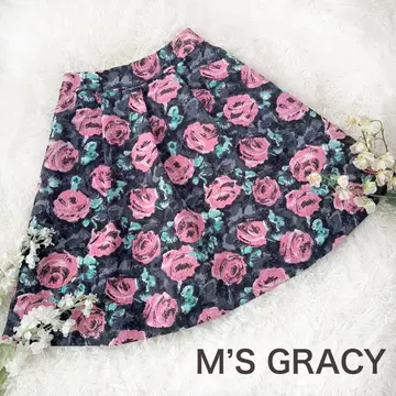 새상품급 엠즈 그레이시 장미 플레어 스커트 38 일본제