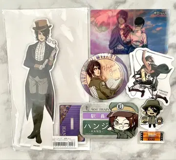 진격의 거인 한지 아크릴 스탠드 캔뱃지 스티커 6점 세트