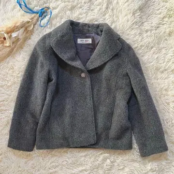 [문버드] 알파카모 그레이 숏코트 포켓 있음 방한