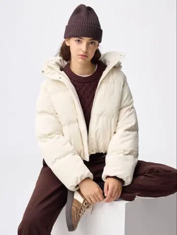 GU 웜 패디드 코듀로이 블루종