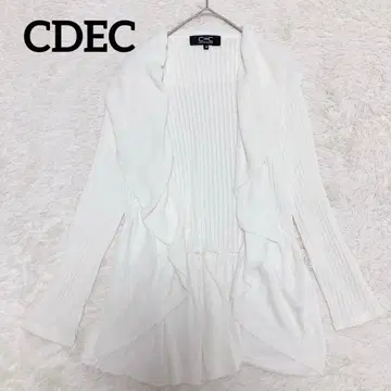 리브 니트 가디건 프릴 페플럼 화이트 38 얇은 소재 비침 숄 스타일