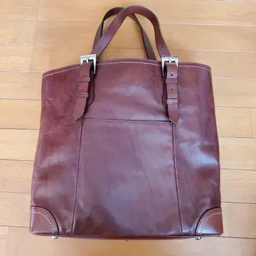 Second Effort 가죽 토트백 빅 천연 가죽 브라운