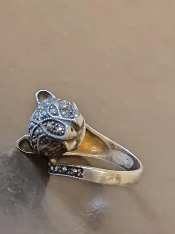 빈티지 호랑이 레오파드 모티브 925 스털링 실버 반지