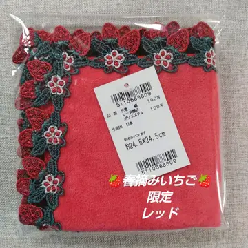 치카자와 레이스 타월 손수건 봄딸기 레드 한정판 1개