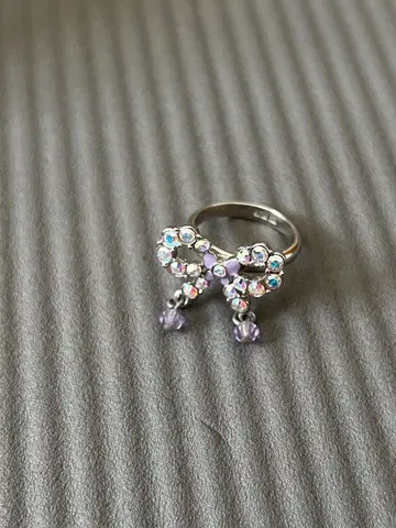 리본형 컬러풀 스톤 반지