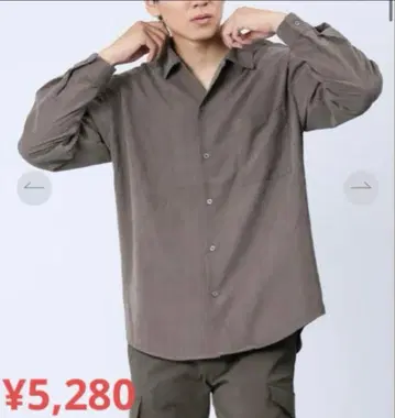 셔츠 오픈 카라 페이크 스웨이드 레귤러 카라 긴팔 오버 셔츠