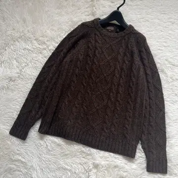 앤세스트루셀 노스 씨 케이블 니트 스웨터 브라운 L 루즈핏