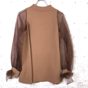 레트로 엘레강트 일본제 구제 의류 백 풀 버튼 오간자 절개 상의