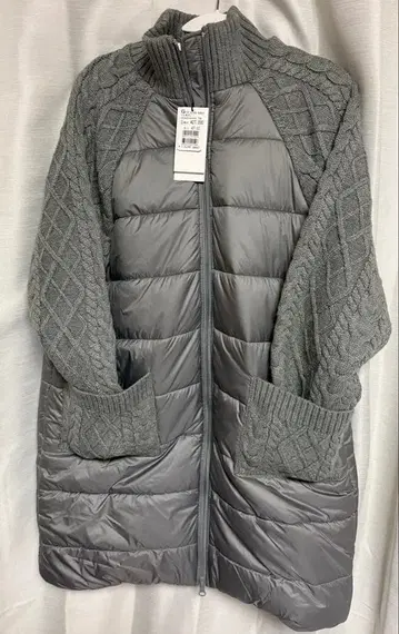 [ 새상품 미사용품 ] 그레이 롱 코트 케이블 니트풍