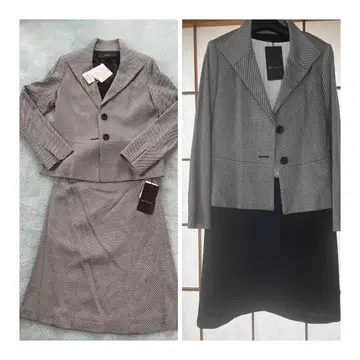 체크 무늬 자켓 스커트 상의 세트