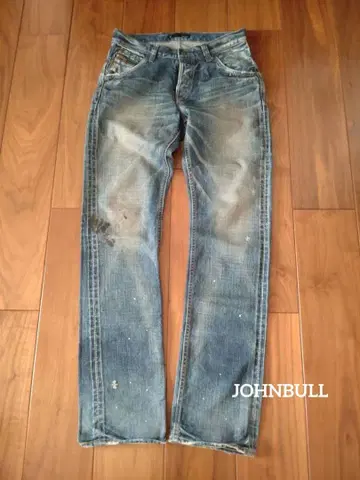 JOHNBULL 슬림 테이퍼트 데님 팬츠 (유즈드 가공) 카우보이 청바지