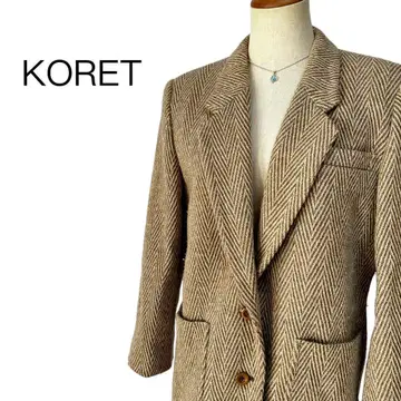 KORET 테일러드 자켓 헤링본 울 100% 브라운 [ 9 ]
