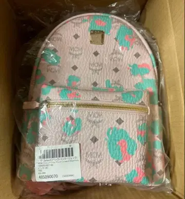 MCM 플로럴 레오파드 핑크 백팩