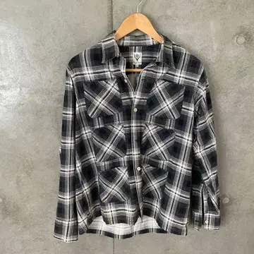 South2West8 플란넬 셔츠 S 네이비/화이트 체크