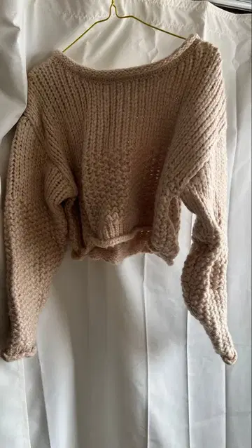 Louren 베이지 크롭 니트 스웨터 F