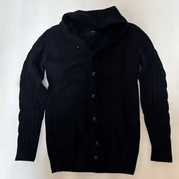 AKM 블랙 후드 부착 가디건