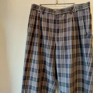 구제 의류 슬랙스 체크 무늬 슬랙스 팬츠 /Y4374