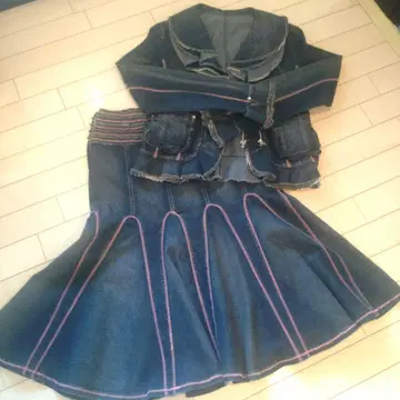 PRIDE 데님 블루 자켓 스커트 셋업