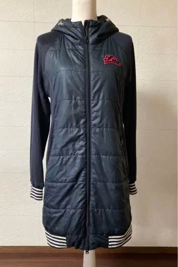 휠라 FG 이소재 sleeve 충전솜 ZIP 후디 원피스 블랙