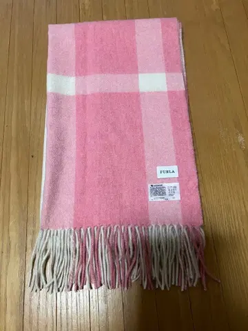 FURLA 캐시미어 100% 체크 스톨 핑크