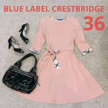BLUE LABEL CRESTBRIDGE 핑크 무릎 기장 니트 원피스