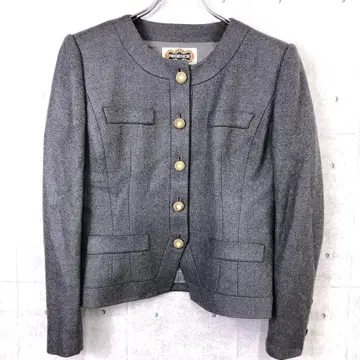 레트로 REGENCE 구제 의류 버블 스타일 장식 버튼 노카라 울 자켓