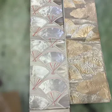 아름다운 부채 무늬 후쿠로 오비 2개