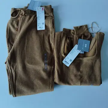 미사용 새상품 마메쿠로구치 히트텍 상하의 세트 와플 S 브라운