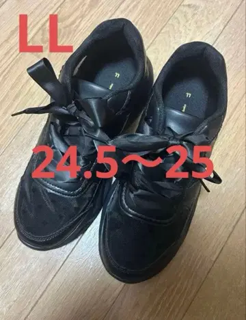 아오키 미사코 m petit 하트 무늬 튤 스니커즈 LL 블랙